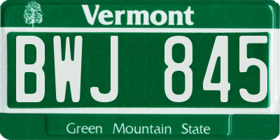VT license plate BWJ845
