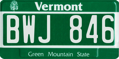 VT license plate BWJ846