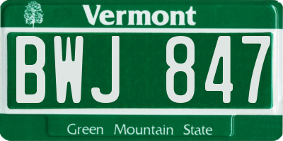 VT license plate BWJ847
