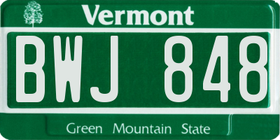 VT license plate BWJ848