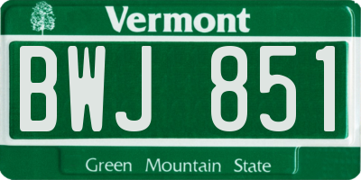 VT license plate BWJ851