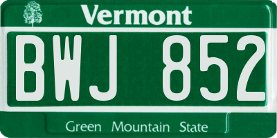 VT license plate BWJ852