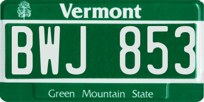 VT license plate BWJ853