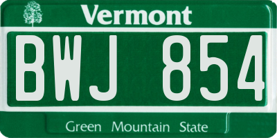 VT license plate BWJ854