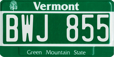 VT license plate BWJ855