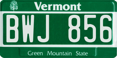 VT license plate BWJ856