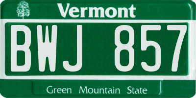 VT license plate BWJ857