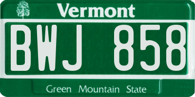VT license plate BWJ858