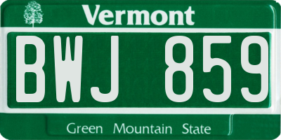 VT license plate BWJ859