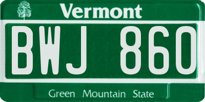 VT license plate BWJ860