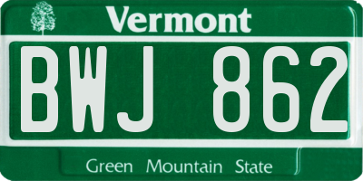 VT license plate BWJ862