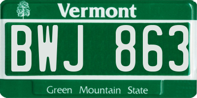 VT license plate BWJ863