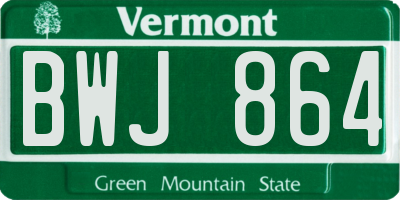 VT license plate BWJ864