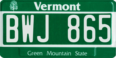 VT license plate BWJ865