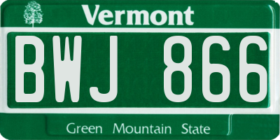 VT license plate BWJ866