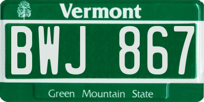 VT license plate BWJ867