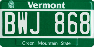 VT license plate BWJ868