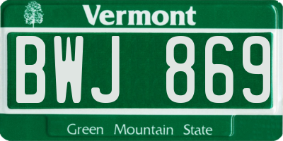 VT license plate BWJ869