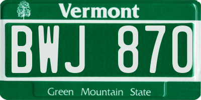 VT license plate BWJ870