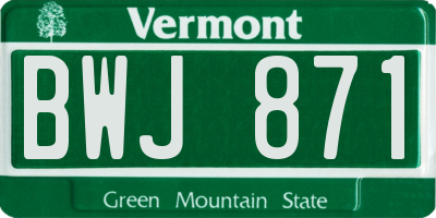 VT license plate BWJ871