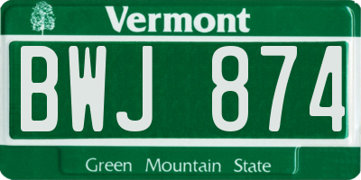 VT license plate BWJ874