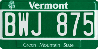VT license plate BWJ875