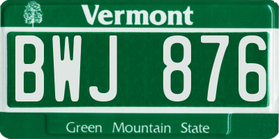VT license plate BWJ876