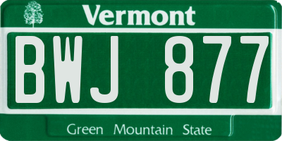 VT license plate BWJ877