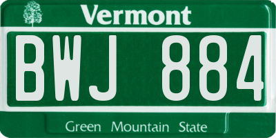 VT license plate BWJ884