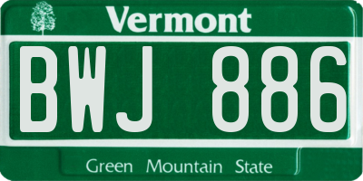 VT license plate BWJ886