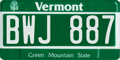 VT license plate BWJ887