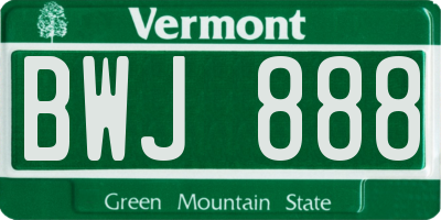 VT license plate BWJ888