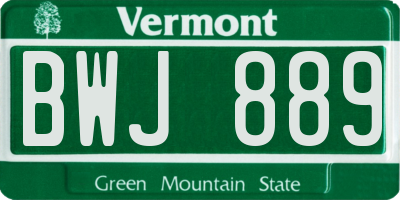 VT license plate BWJ889