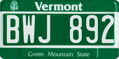 VT license plate BWJ892