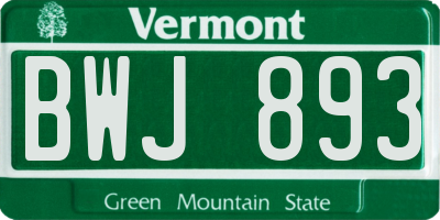 VT license plate BWJ893