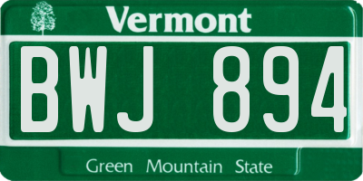 VT license plate BWJ894