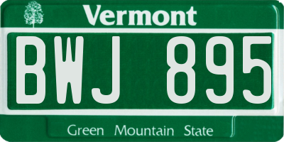VT license plate BWJ895