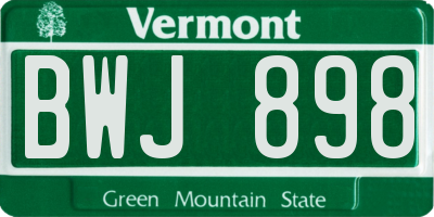 VT license plate BWJ898