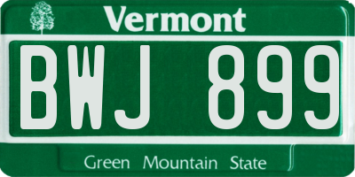 VT license plate BWJ899