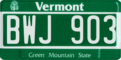 VT license plate BWJ903