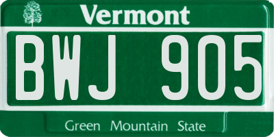 VT license plate BWJ905