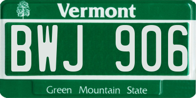 VT license plate BWJ906