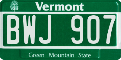 VT license plate BWJ907