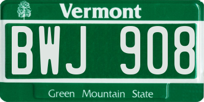 VT license plate BWJ908