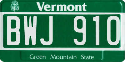 VT license plate BWJ910