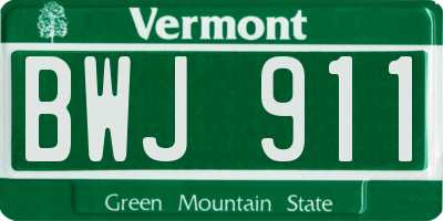 VT license plate BWJ911
