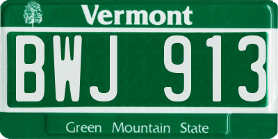 VT license plate BWJ913