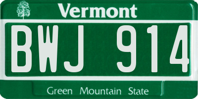 VT license plate BWJ914