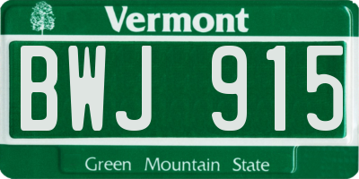 VT license plate BWJ915