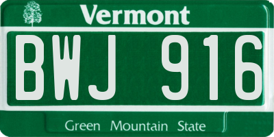 VT license plate BWJ916